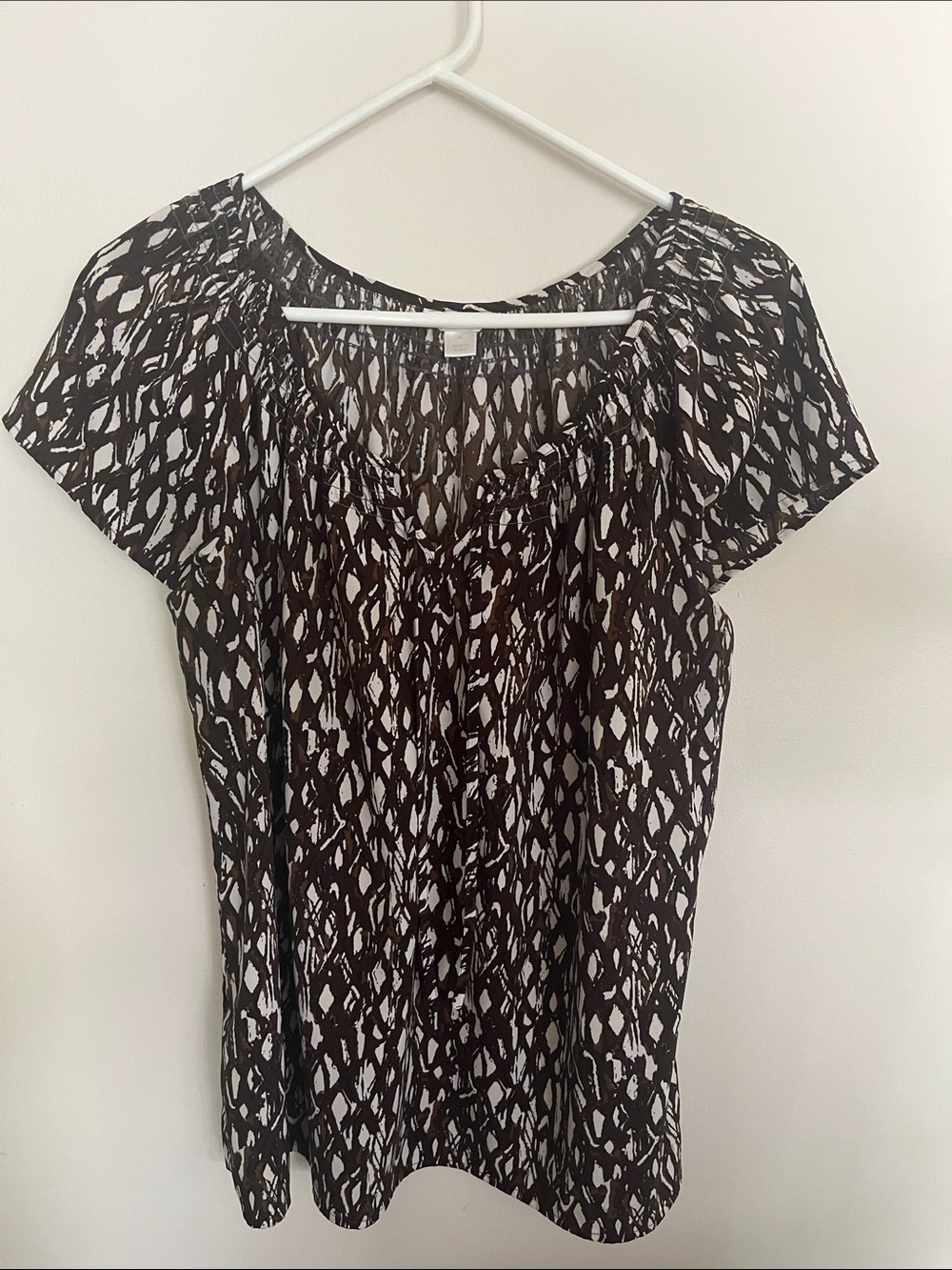 Christopher & Banks Brown and White Printed Sleeveless Top